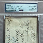 CHESTER ARTHUR * PSA/DNA * Autograph Handwritten Check Signed * NYC 1874