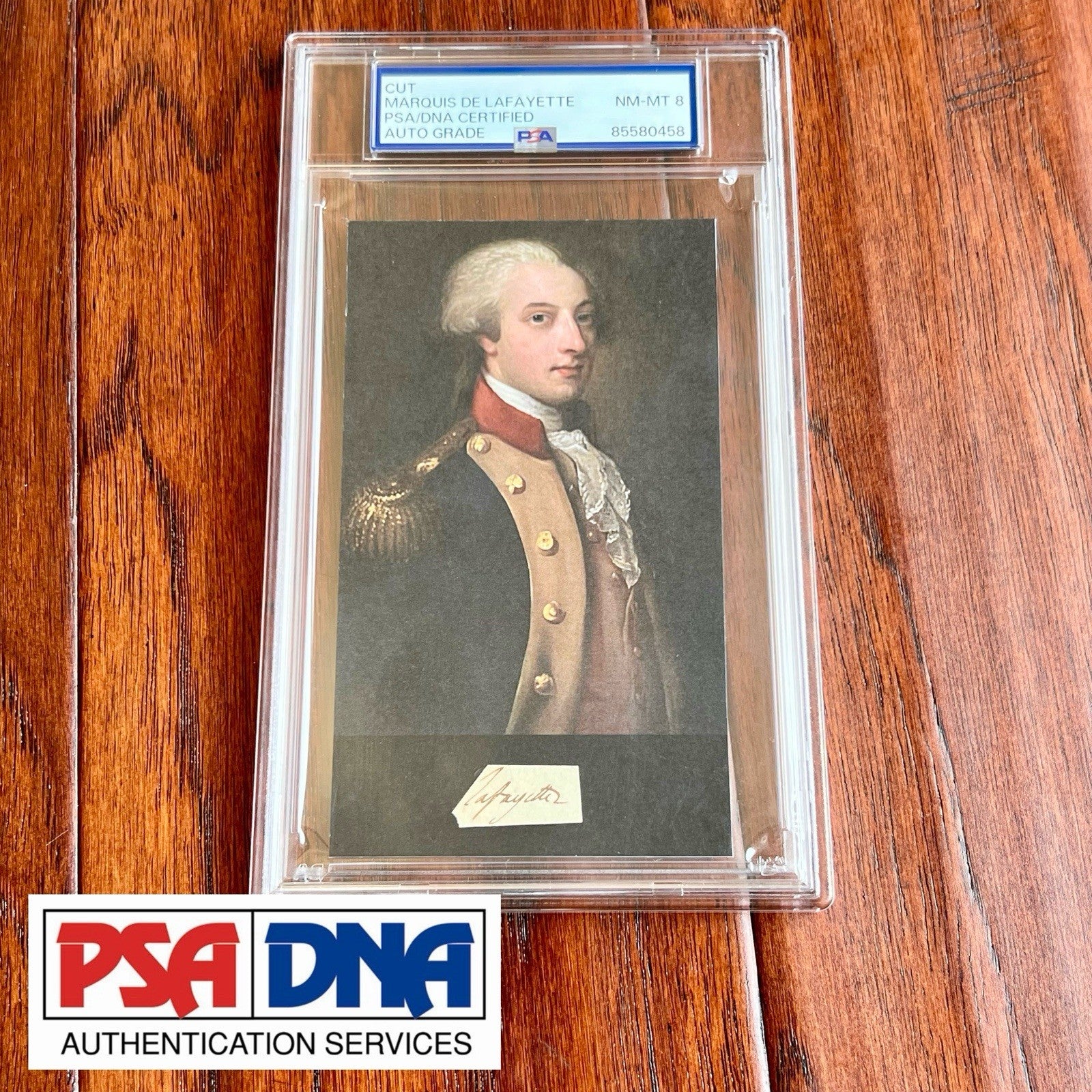 MARQUIS DE LAFAYETTE * PSA * Graded NM-MT 8 Autograph Cut CUSTOM CARD Signed