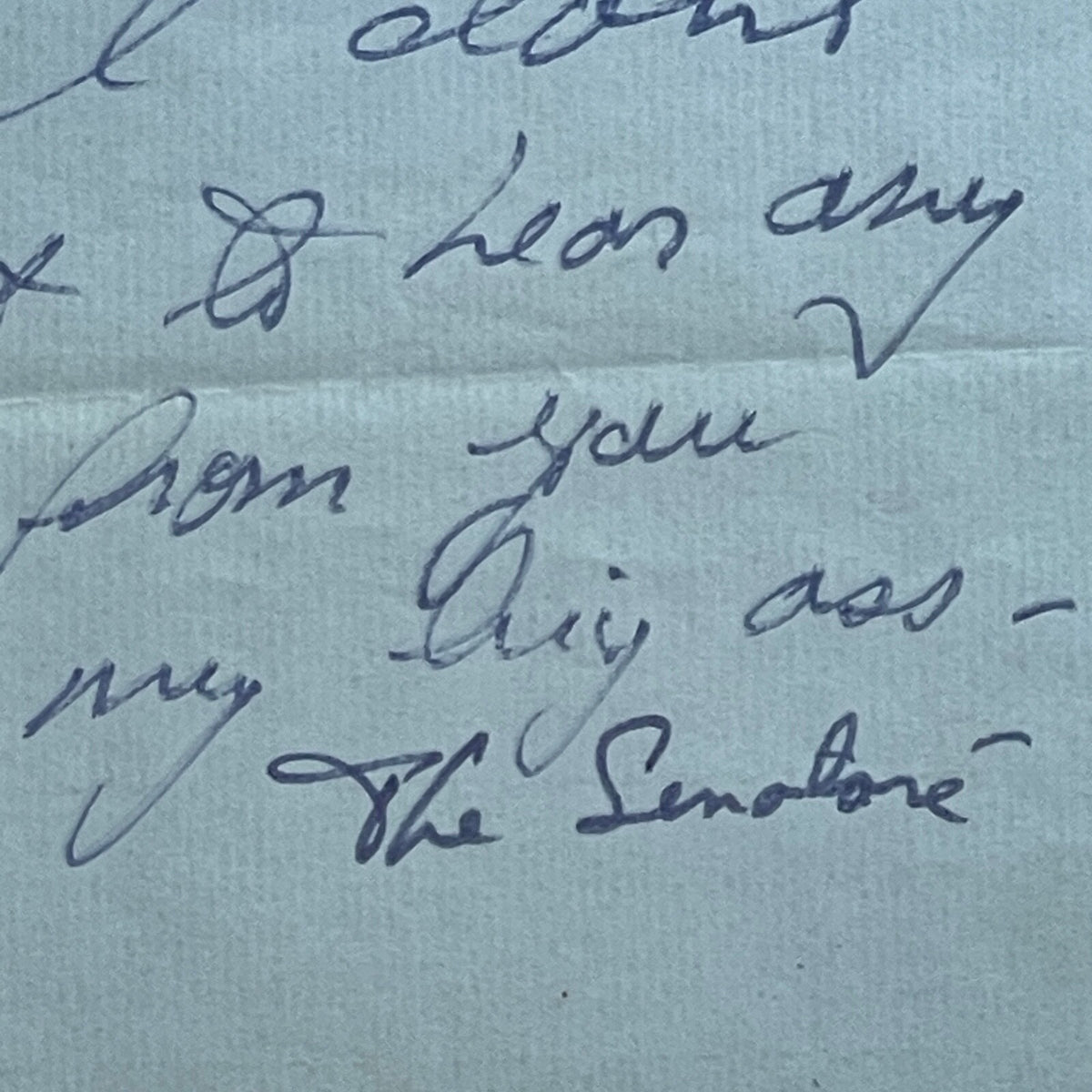 TED KENNEDY * PSA * Humorous "My Big Ass" AUTOGRAPH Note SIGNED * "The Senatoré"
