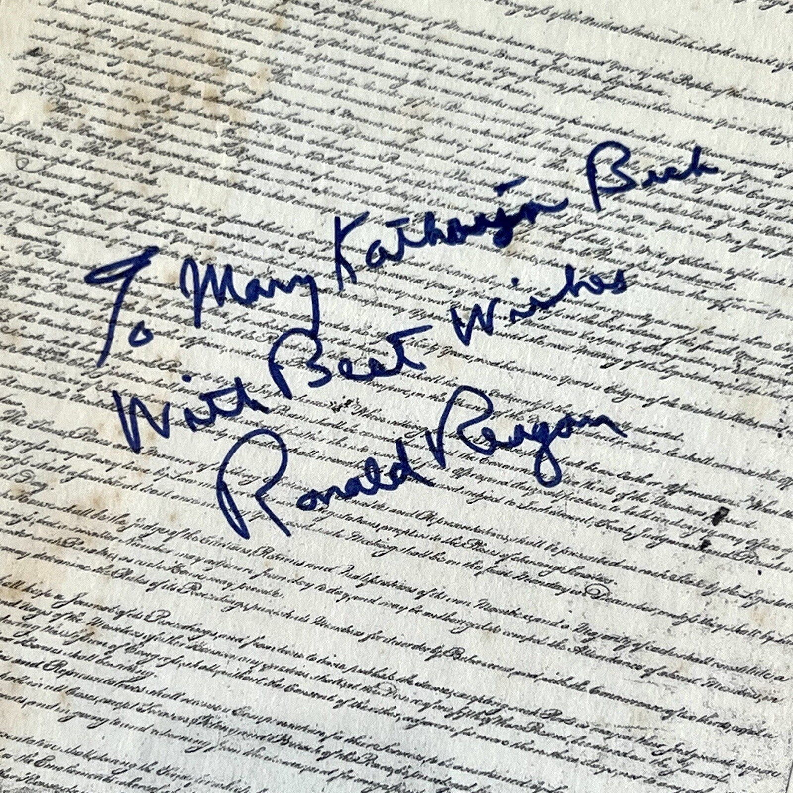 RONALD REAGAN * PSA * Signed Constitution We the People Souvenir Print Autograph