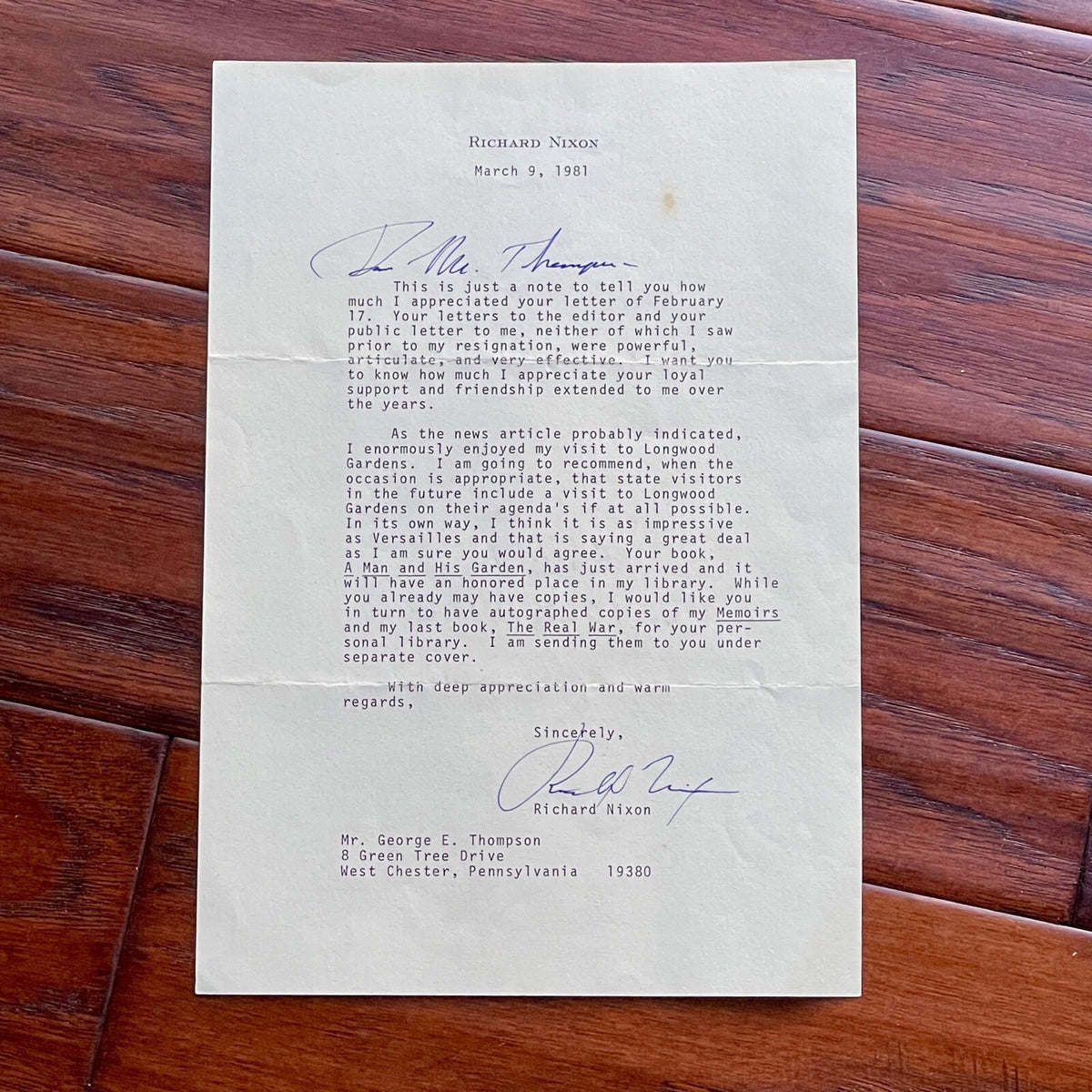 RICHARD NIXON * PSA/DNA Autograph Letter on RESIGNATION & MEMOIRS Signed * 1981