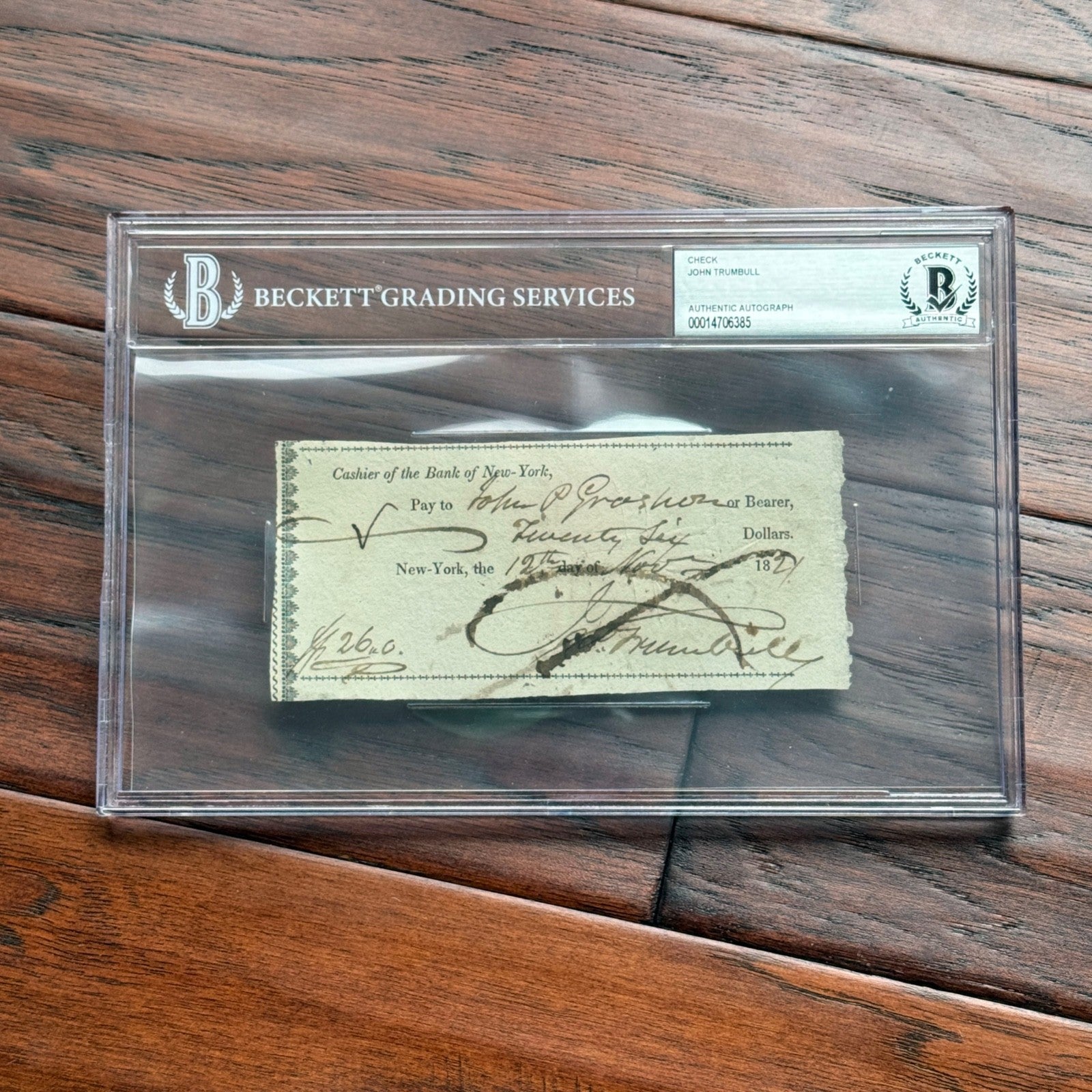 JOHN TRUMBULL * BAS * Revolutionary War PAINTER Autograph CHECK Signed