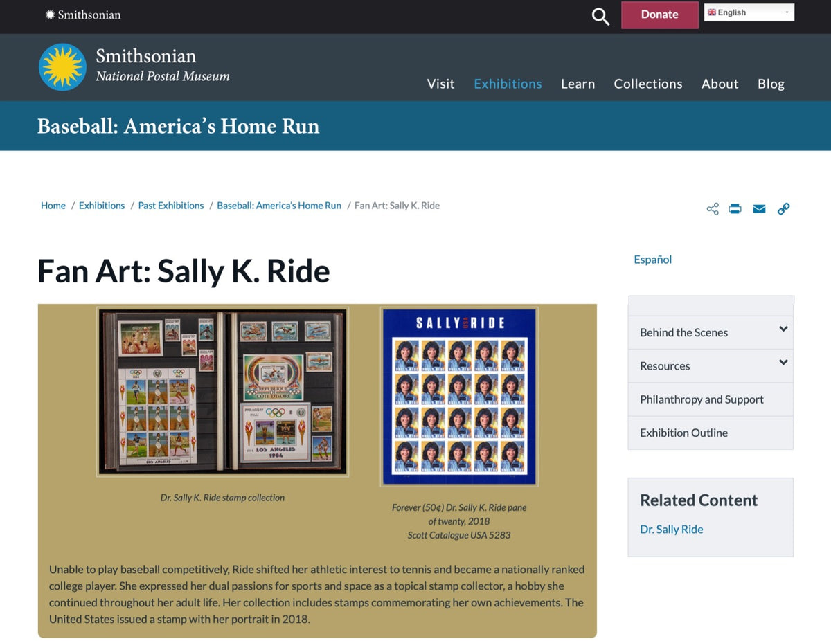 SALLY RIDE * Ride Estate Signed COA * Her Owned FIRST MAN ON MOON Stamp Block