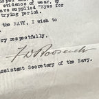 FRANKLIN D. ROOSEVELT * JSA * Autograph Signed Letter for Binoculars Used in WWI