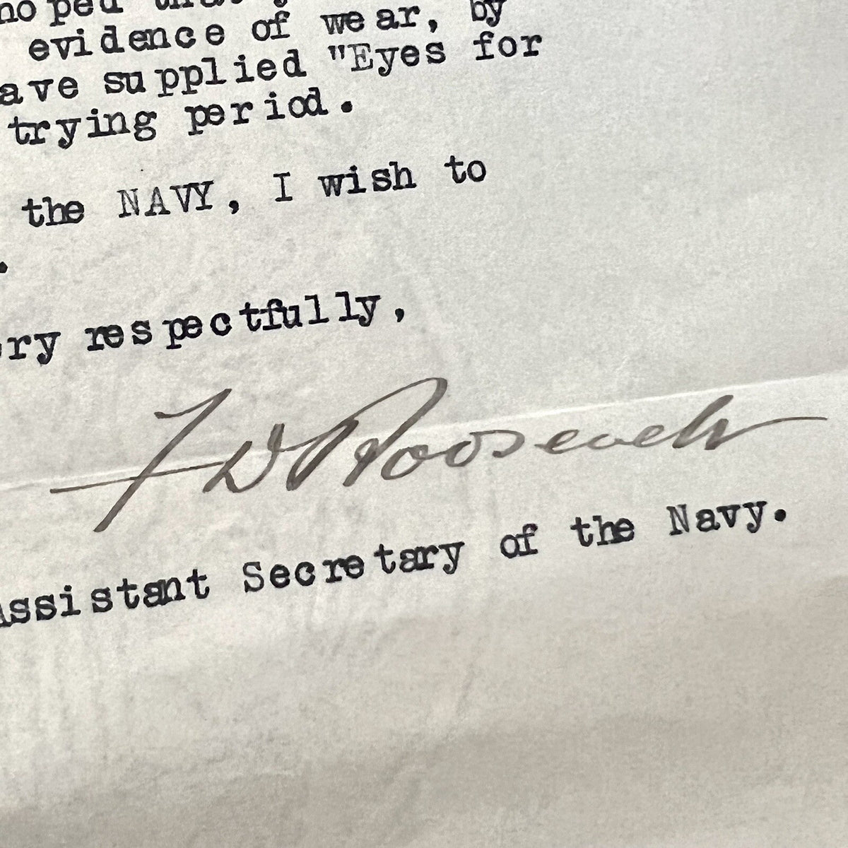 FRANKLIN D. ROOSEVELT * JSA * Autograph Signed Letter for Binoculars Used in WWI