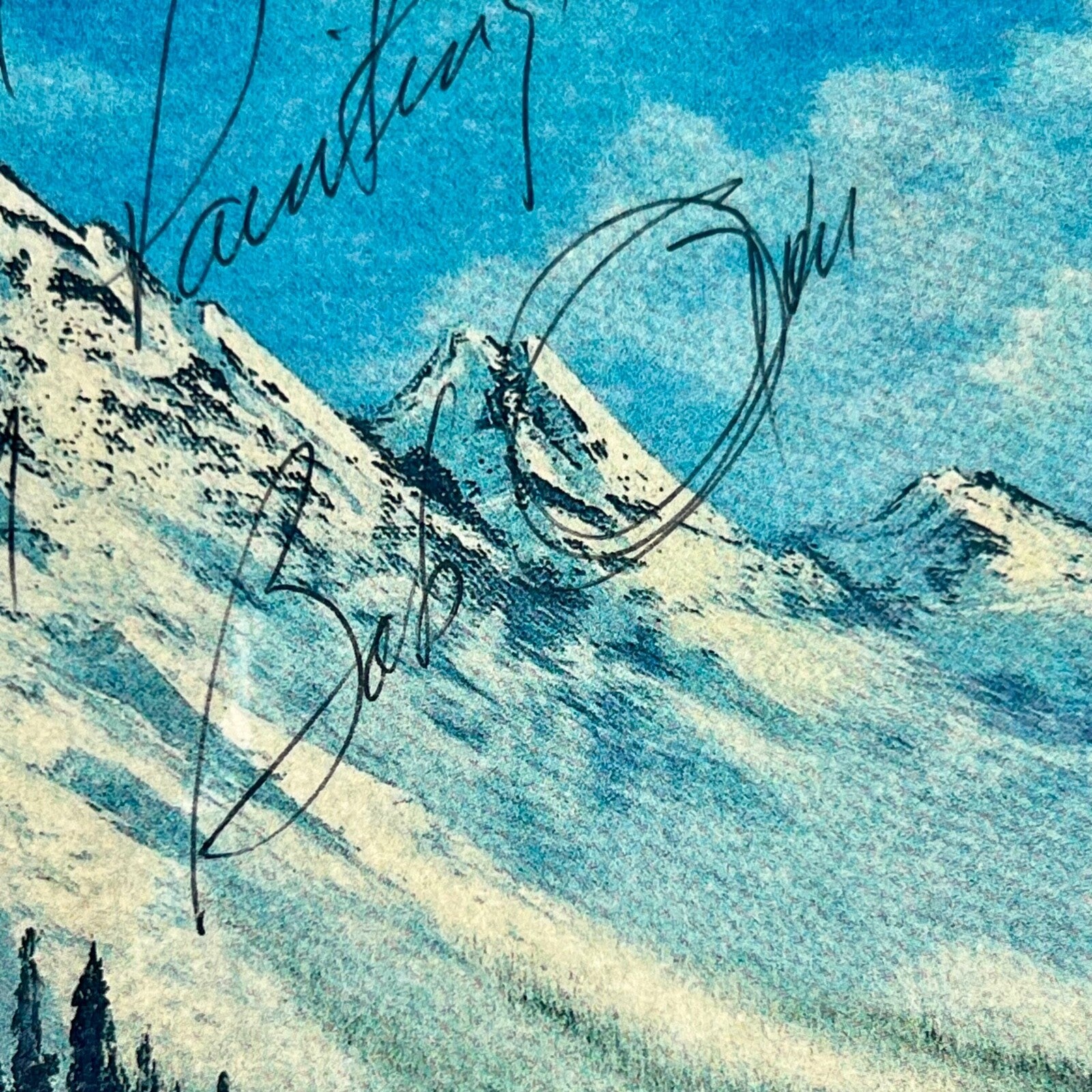 BOB ROSS * PSA * Autograph LANDSCAPE Print PAINTING Signed * Joy Of Painting