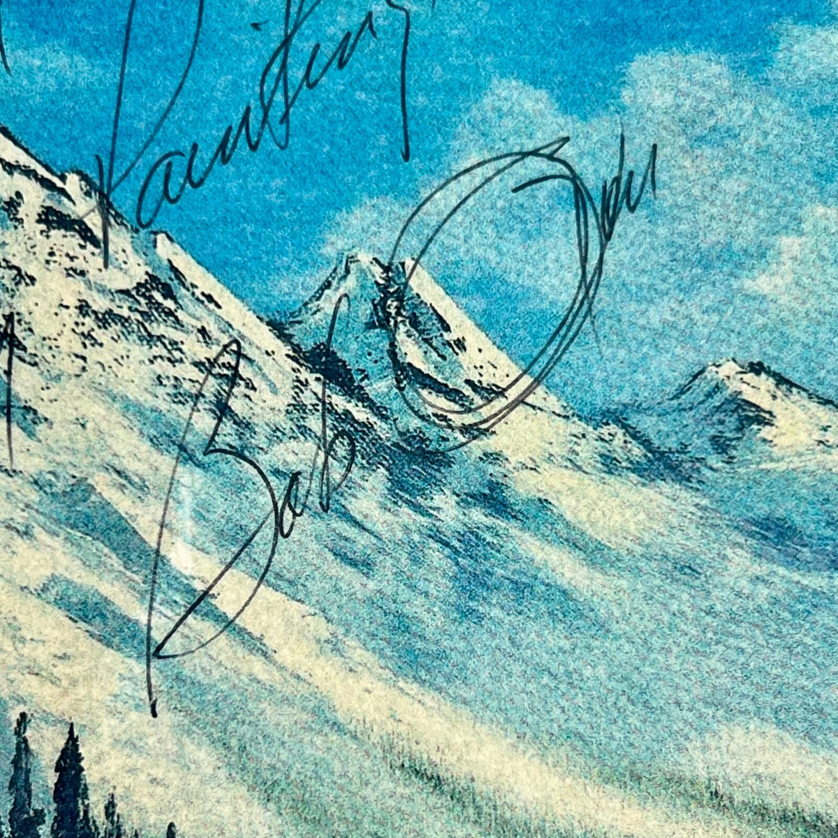 BOB ROSS * PSA * Autograph LANDSCAPE Print PAINTING Signed * Joy Of Painting