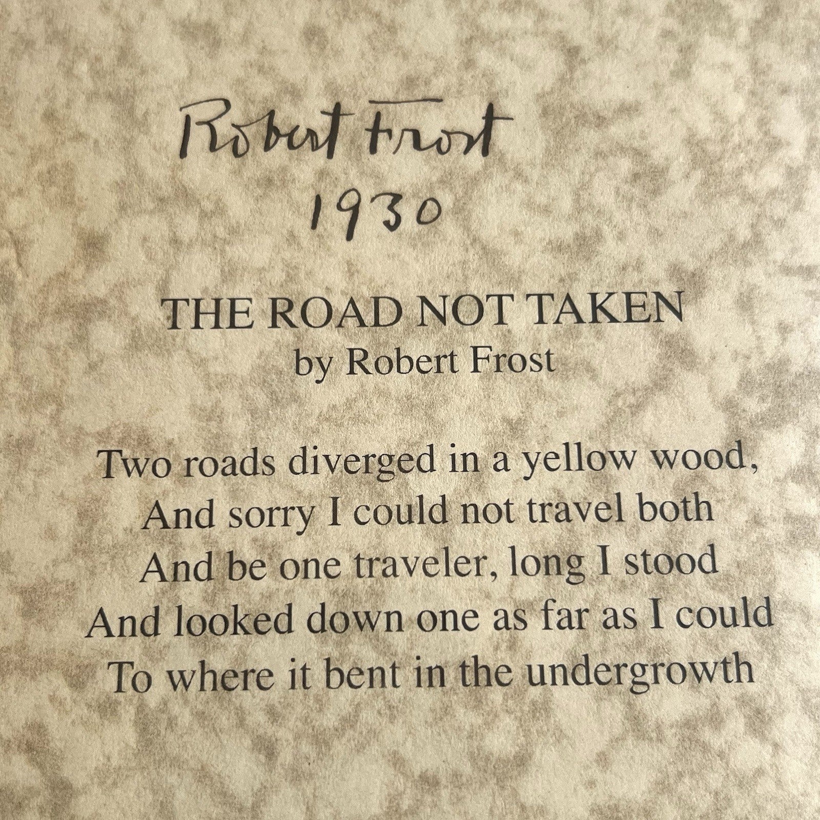 ROBERT FROST * PSA * Autograph "ROAD NOT TAKEN" Signed Souvenir Printed POEM