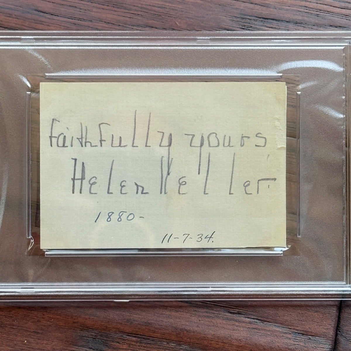 HELEN KELLER * PSA * Autograph Card Signed * 1934