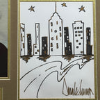 DONALD TRUMP * CHARITY DRAWING NYC SKYLINE SKETCH & SIGNED PHOTO AUTOGRAPH