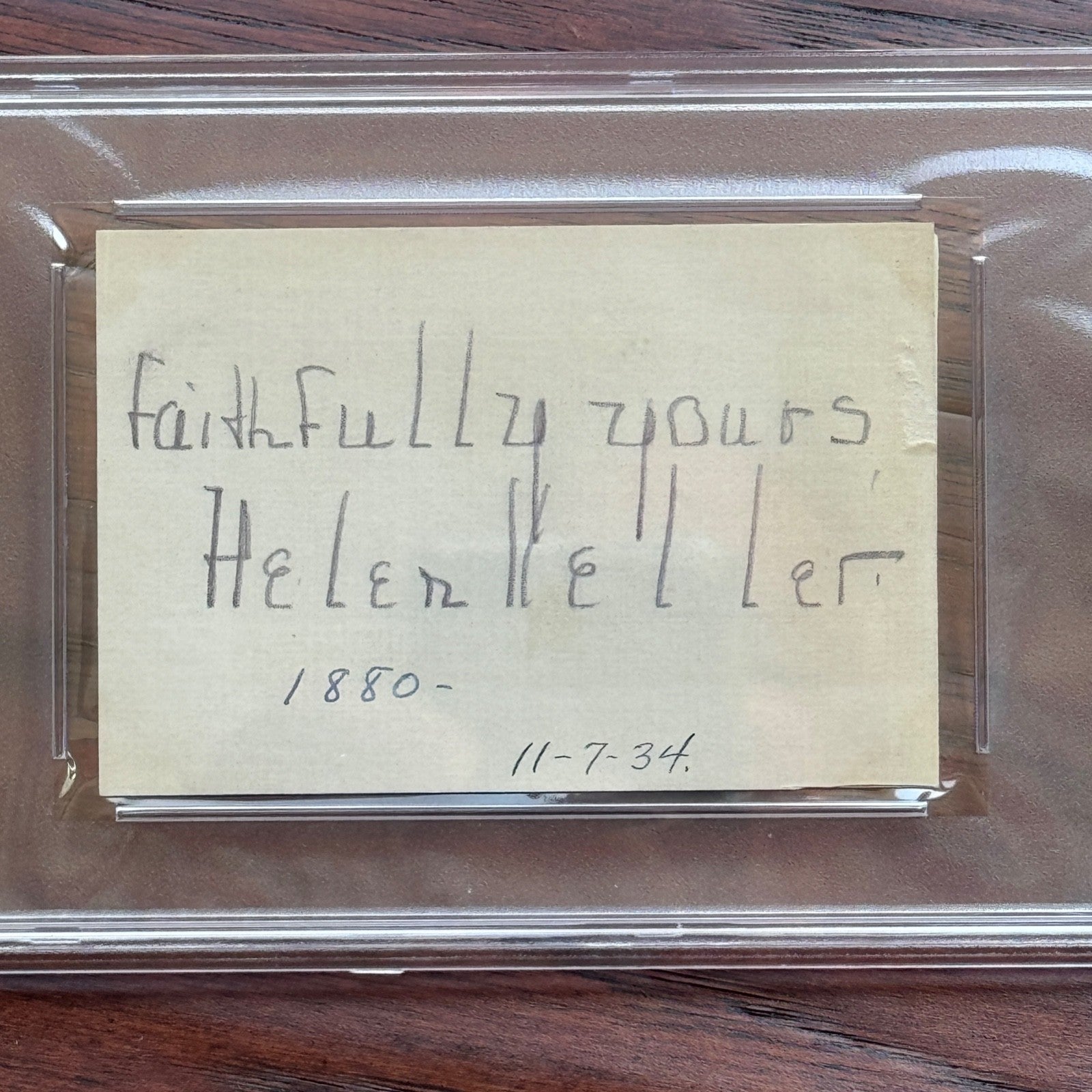 HELEN KELLER * PSA * Autograph Card Signed * 1934