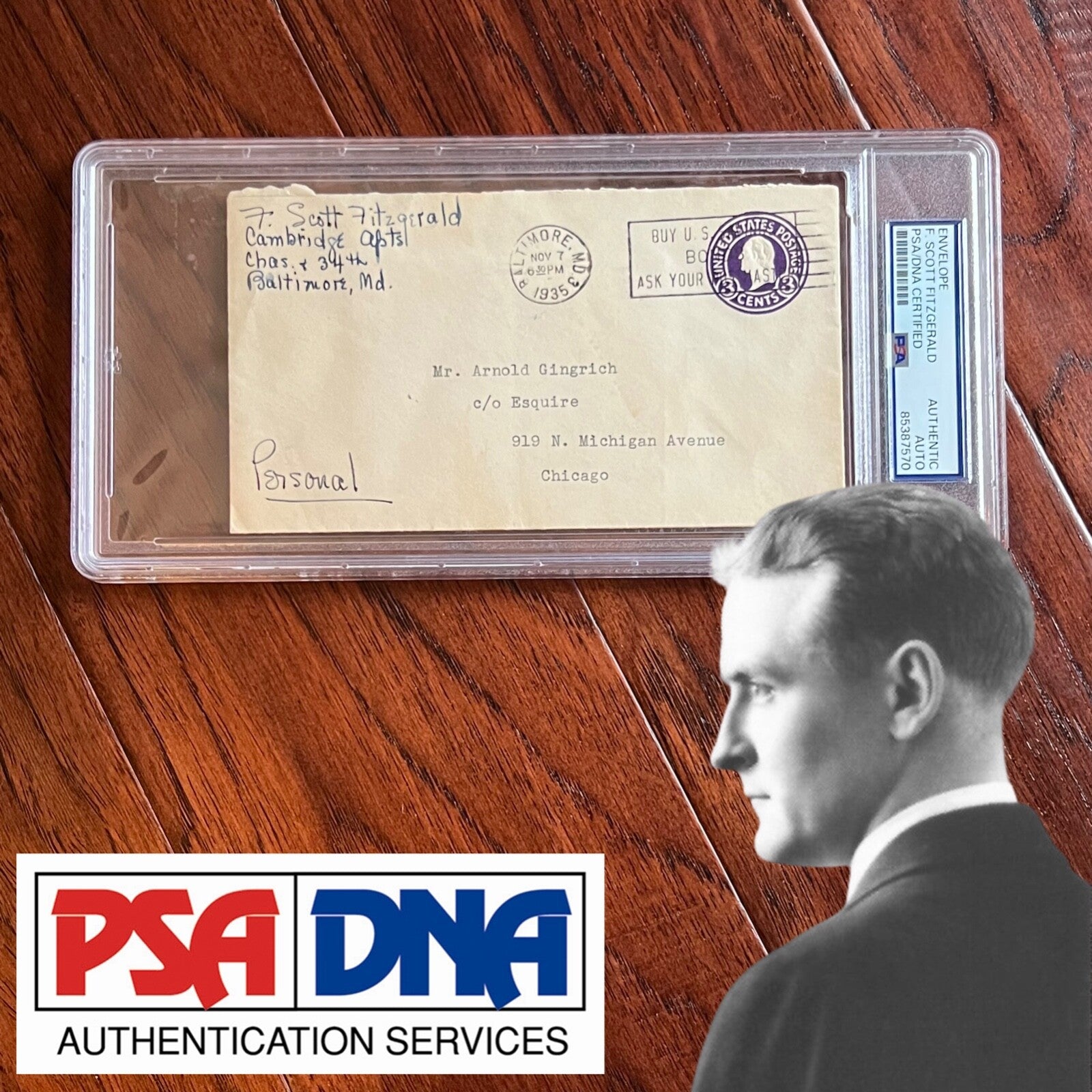 F. SCOTT FITZGERALD * PSA * Autograph Handwritten Envelope Signed and Addressed