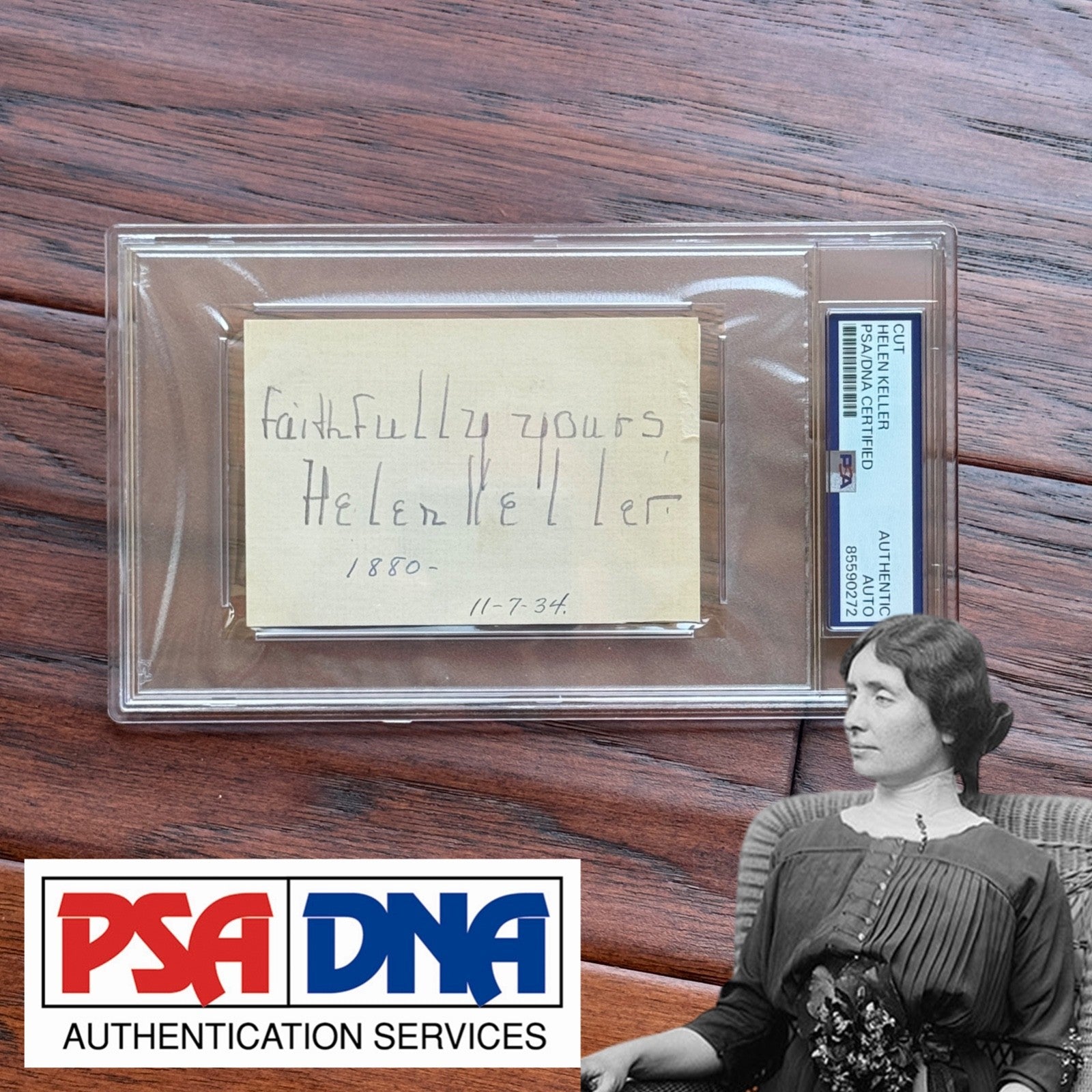 HELEN KELLER * PSA * Autograph Card Signed * 1934