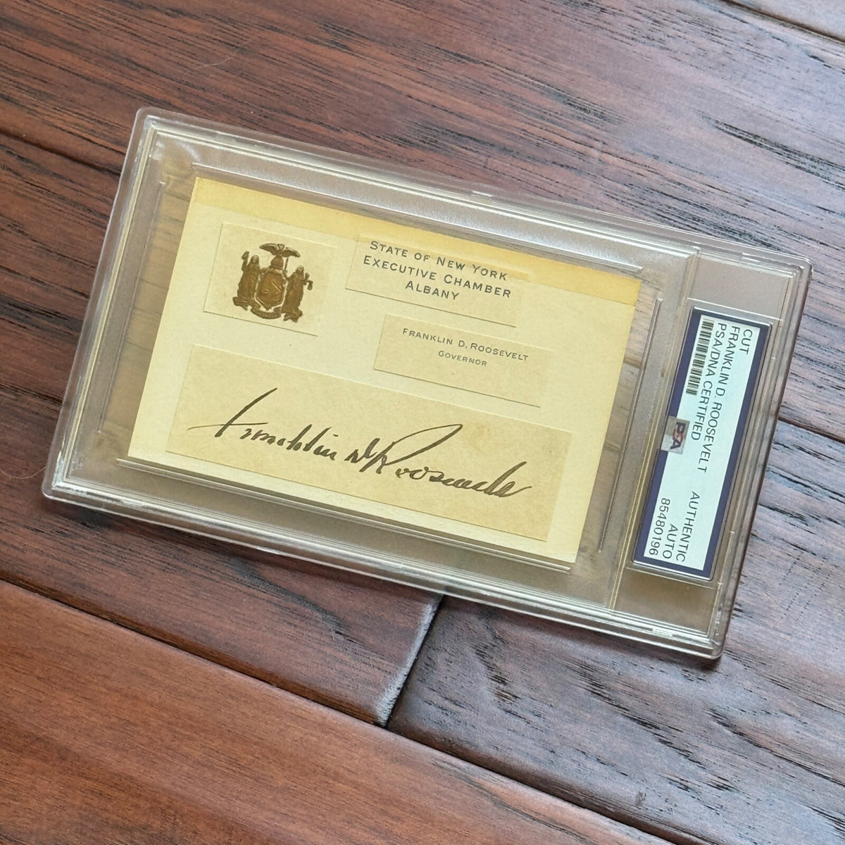 FRANKLIN D. ROOSEVELT * PSA * Autograph Cut Signature Card as NY Governor * FDR