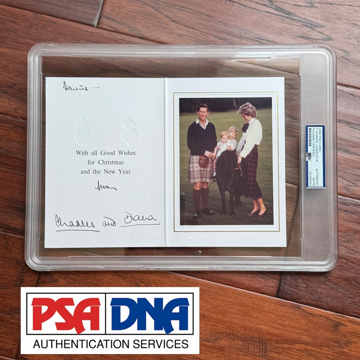PRINCESS DIANA & KING CHARLES III * PSA * Autograph Family Xmas Card Signed 1985