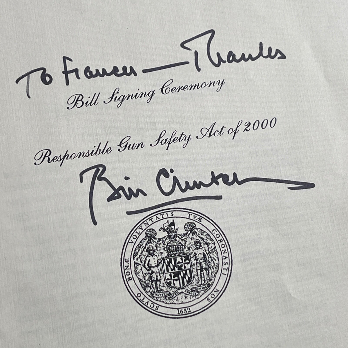 BILL CLINTON * PSA/DNA * Autograph GUN SAFETY Bill Program Signed * as PRESIDENT
