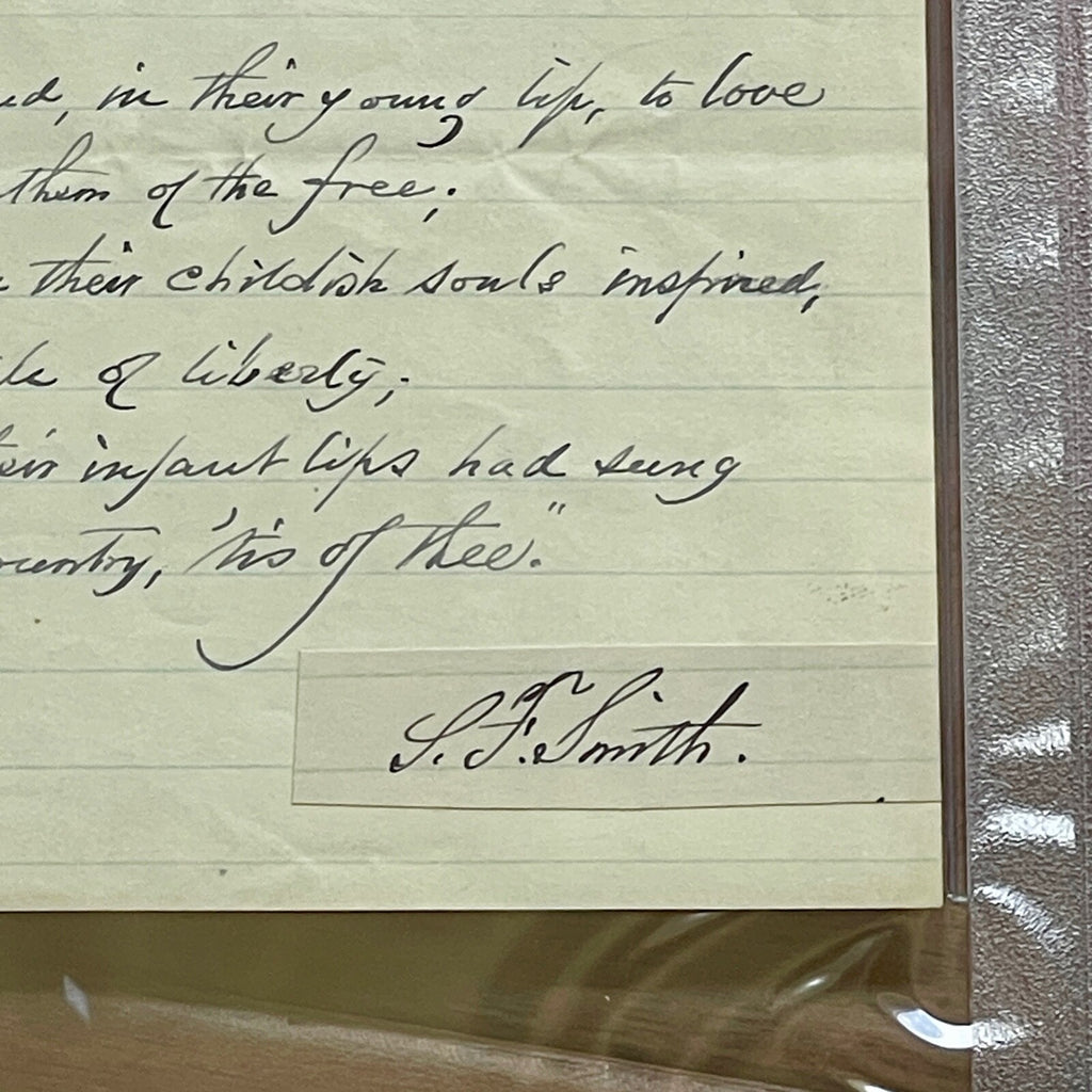 SAMUEL FRANCIS SMITH * PSA * AMERICA / My Country 'Tis of Thee AUTOGRAPH Signed
