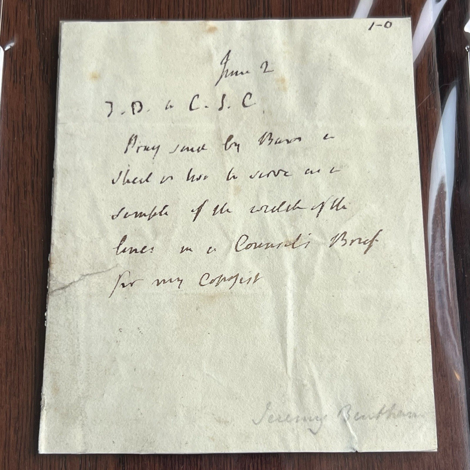 JEREMY BENTHAM * PSA * Scarce Handwritten AUTOGRAPH NOTE Signed Economist