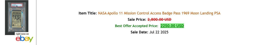 APOLLO 11 * PSA * NASA Mission Evaluation Access Badge Ticket Moon Landing Pass