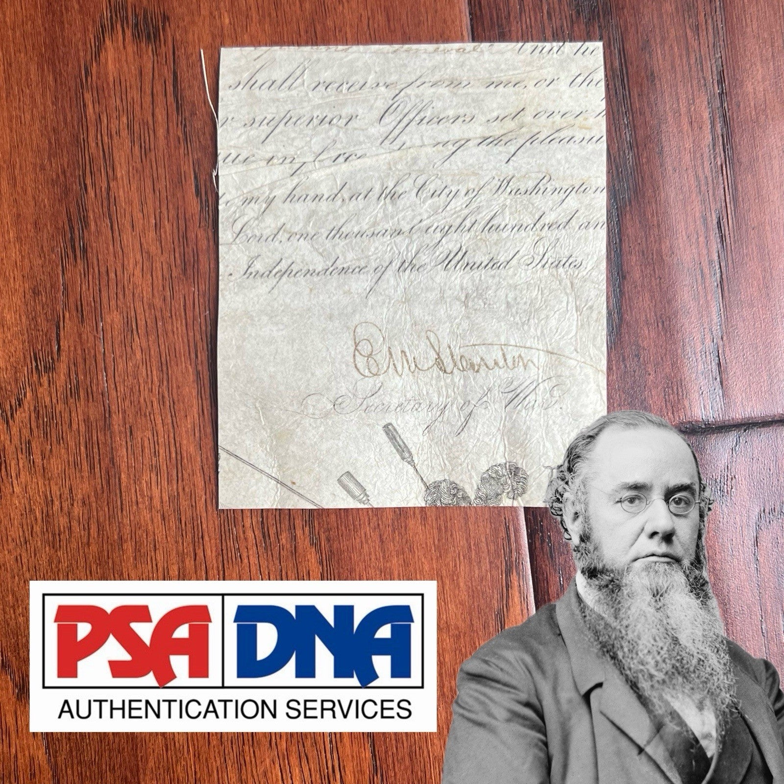 EDWIN M. STANTON * PSA * Autograph Civil War Commission Cut SIGNED * Lincoln