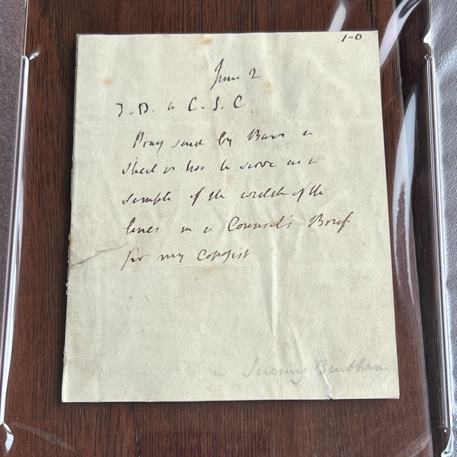 JEREMY BENTHAM * PSA * Scarce Handwritten AUTOGRAPH NOTE Signed Economist