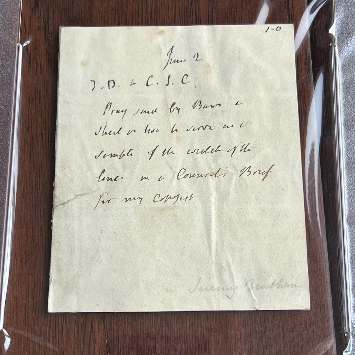 JEREMY BENTHAM * PSA * Scarce Handwritten AUTOGRAPH NOTE Signed Economist