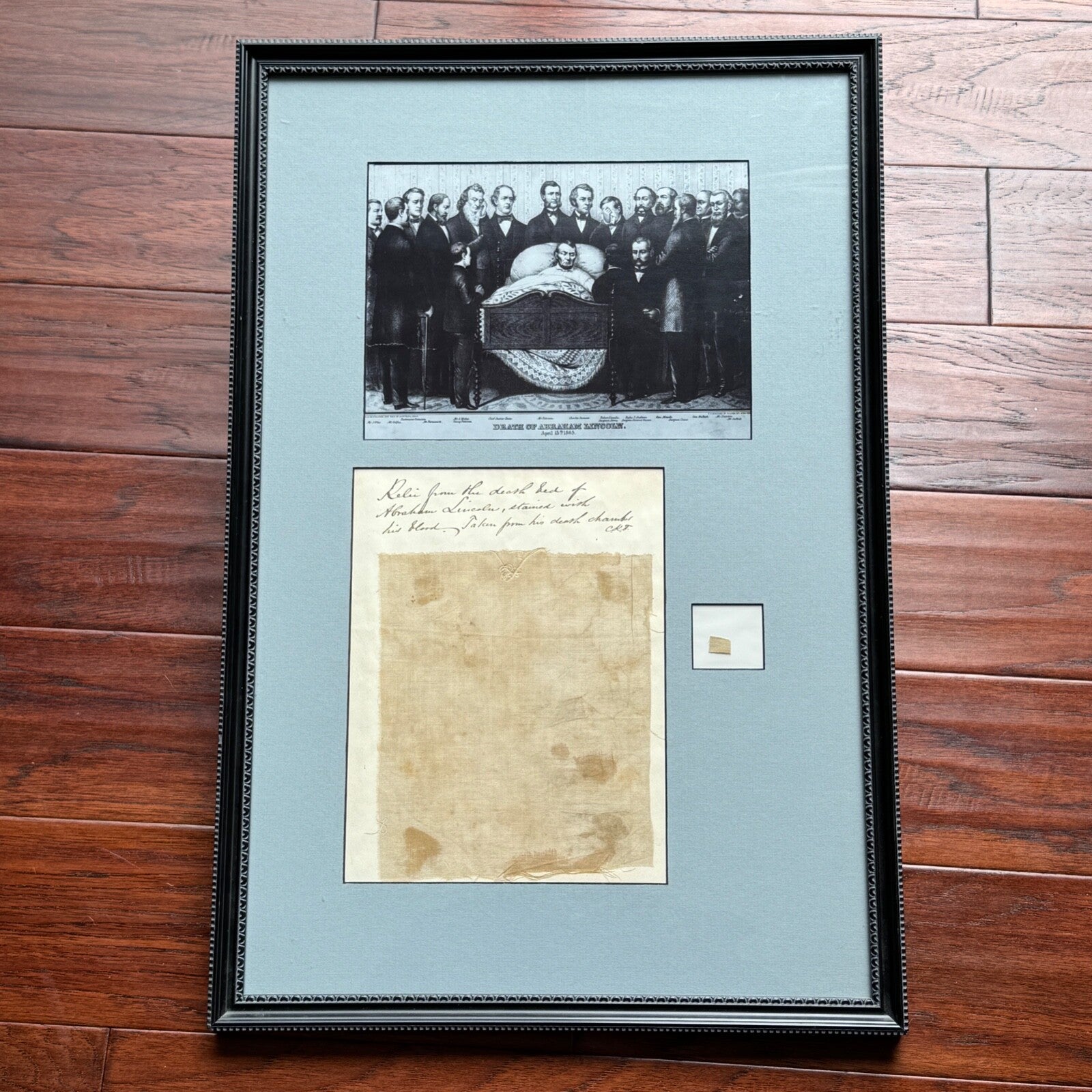 ABRAHAM LINCOLN * ASSASSINATION BEDSHEET Relic * Deathbed Blood Stained Artifact