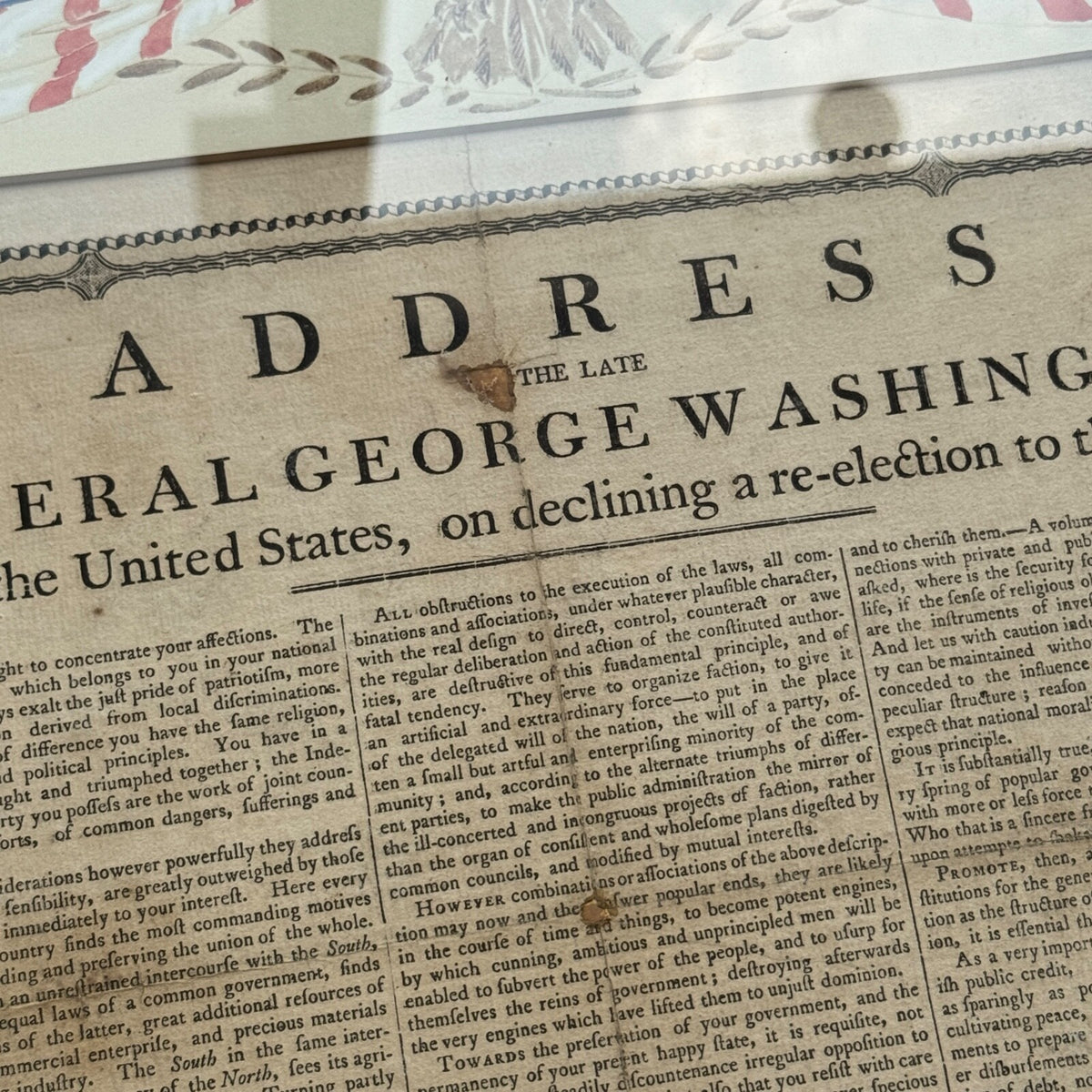 GEORGE WASHINGTON Scarce "FAREWELL ADDRESS" Printed Broadside Circa 1800