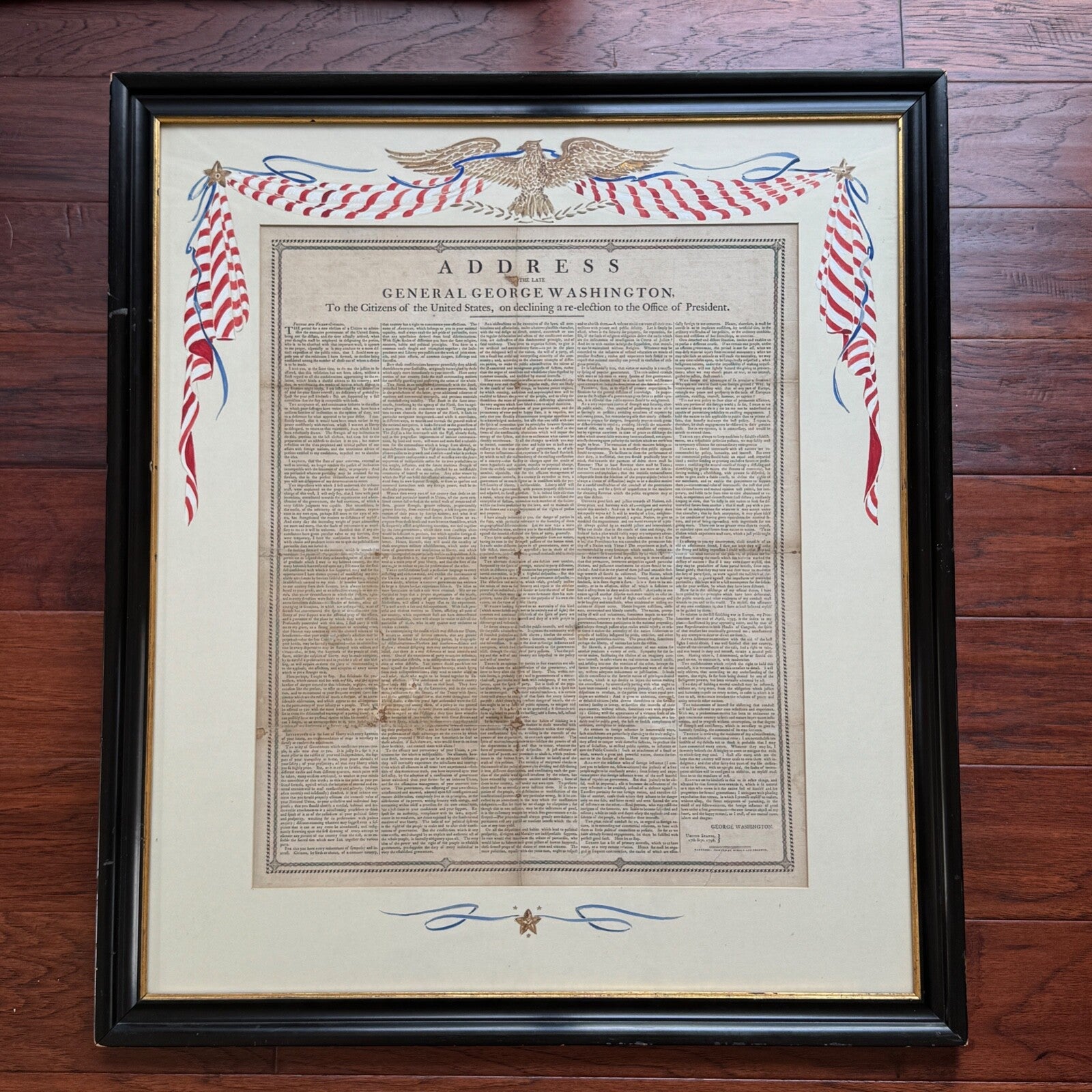 GEORGE WASHINGTON Scarce "FAREWELL ADDRESS" Printed Broadside Circa 1800