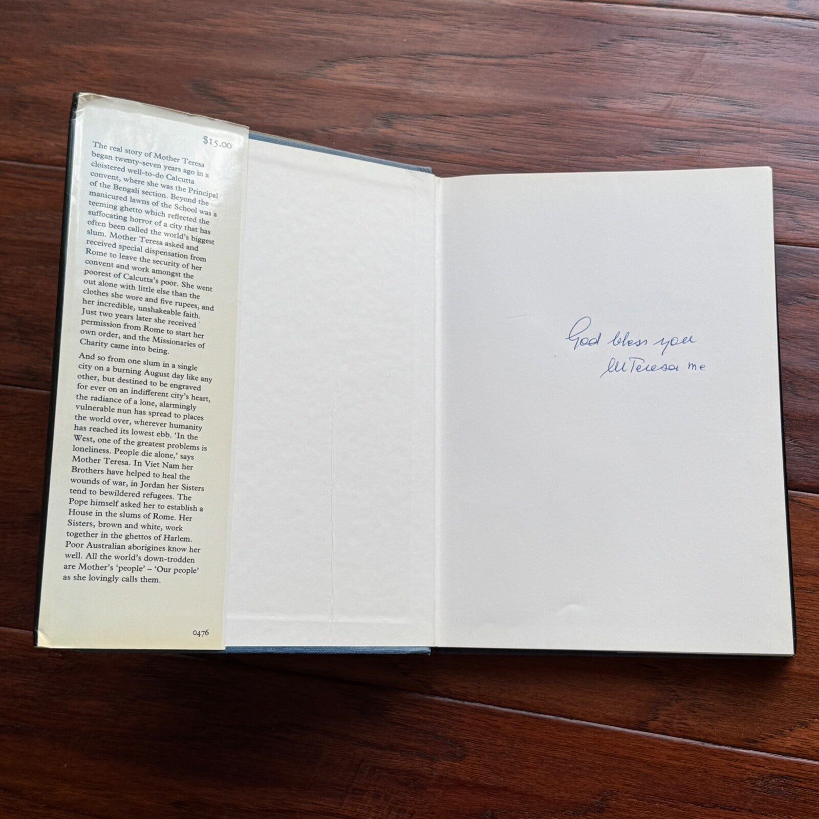 MOTHER TERESA * JSA *  1st Ed. Book Autograph BIOGRAPHY Signed * Catholic Saint
