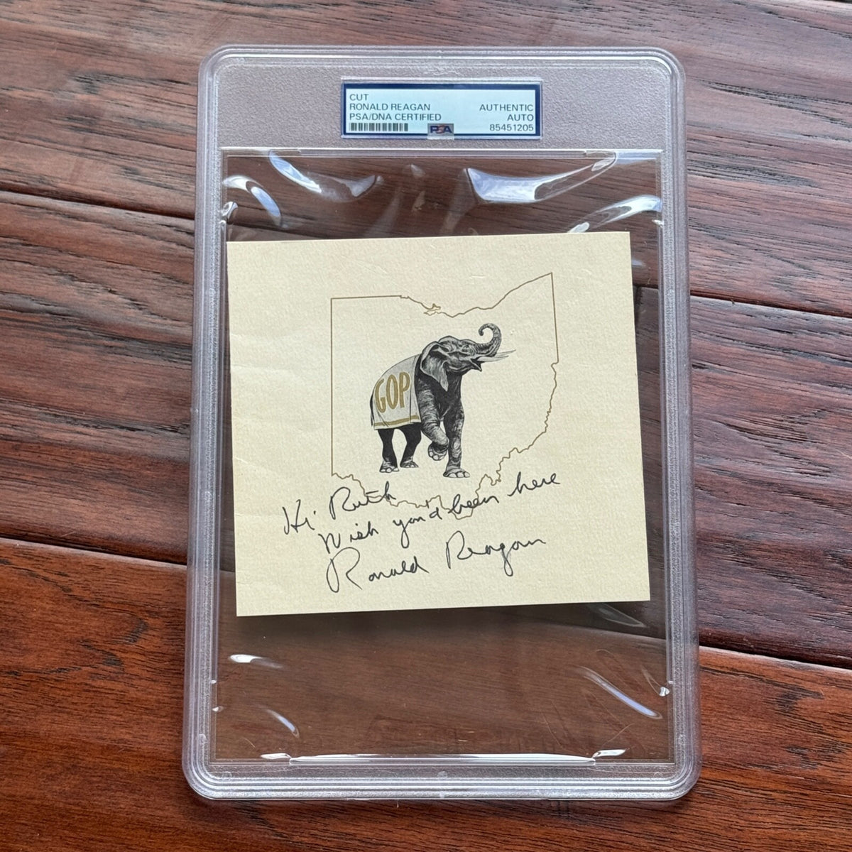 RONALD REAGAN * PSA/DNA * Autograph OHIO GOP Elephant Page Signed