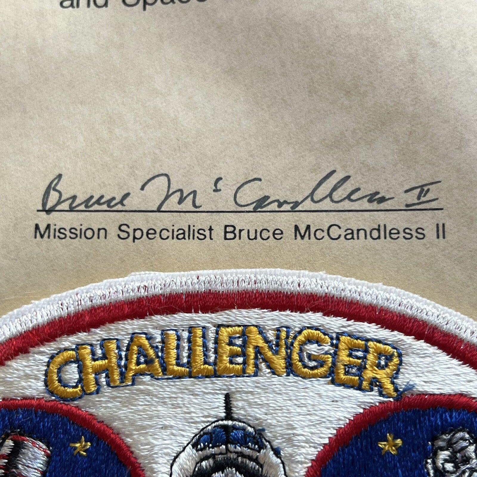 STS 41-B * JSA * Bruce McCandless Certified Flown Flag & Patch Autograph Signed