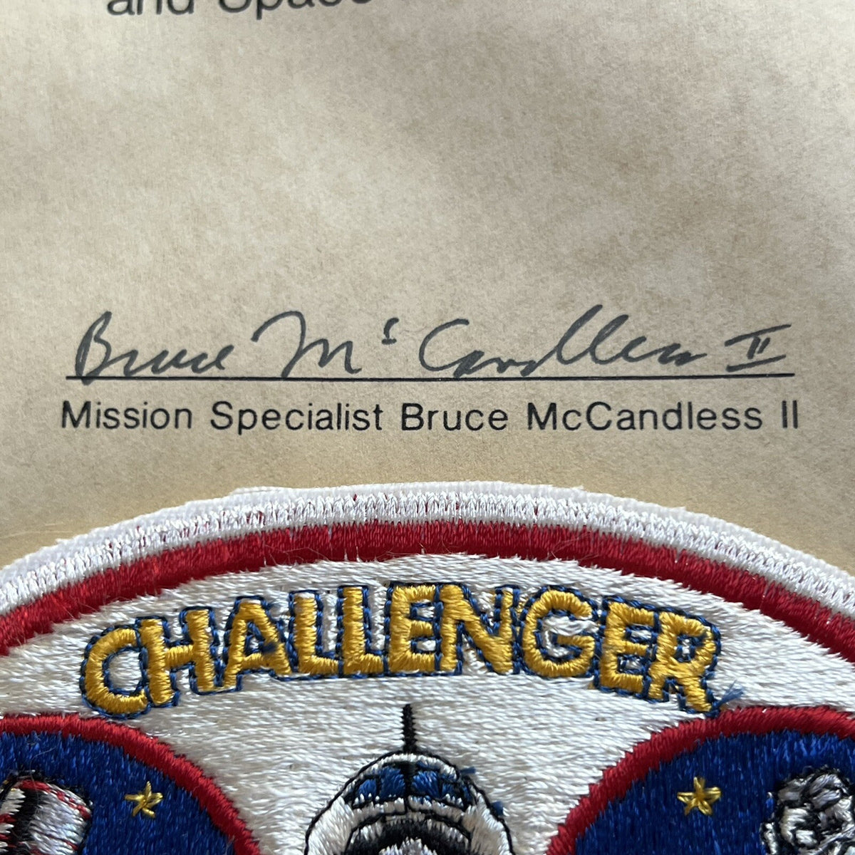 STS 41-B * JSA * Bruce McCandless Certified Flown Flag & Patch Autograph Signed
