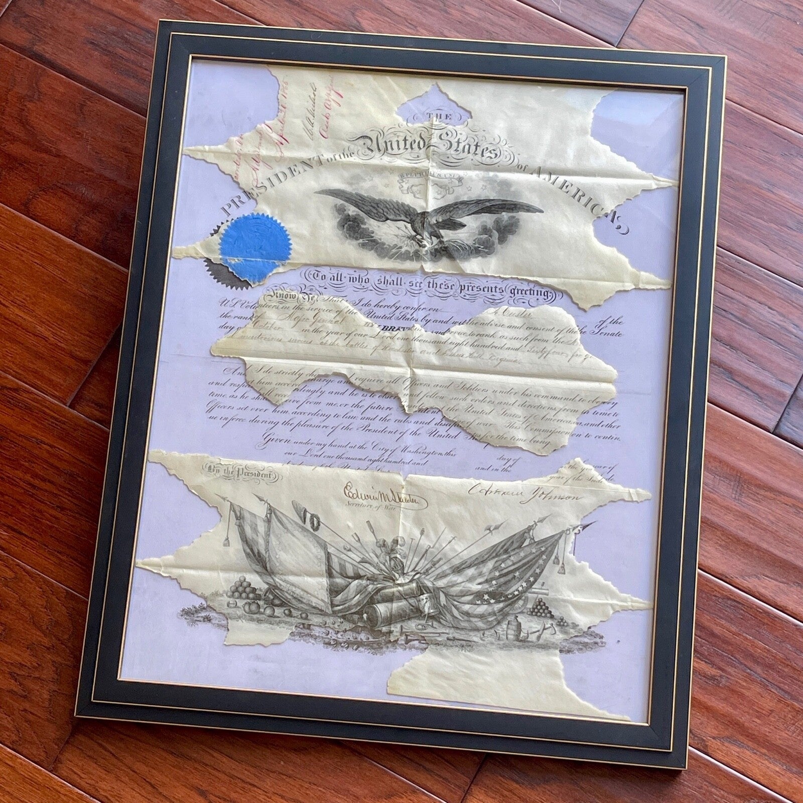 GEORGE CUSTER * PSA * Autograph MAJOR GEN. Promotion Signed by ANDREW JOHNSON