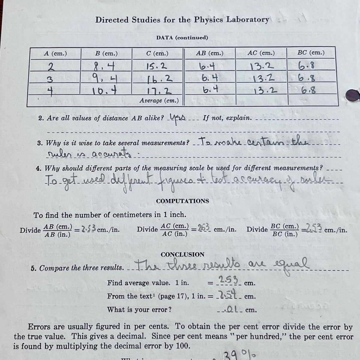 JOHN F. KENNEDY * Physics Lab Notebook Page * Signed by LEM BILLINGS Autograph