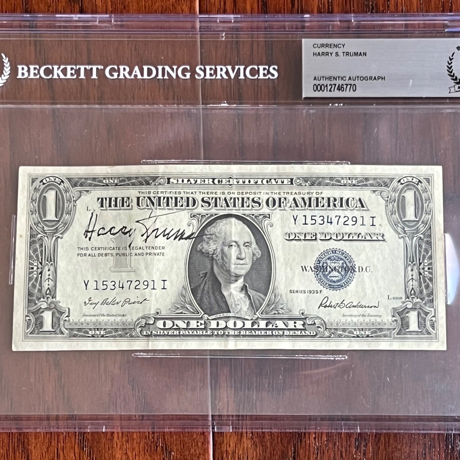 HARRY S TRUMAN * BAS Beckett * Autograph $1 Dollar Bill Signed * BUCK STOPS HERE