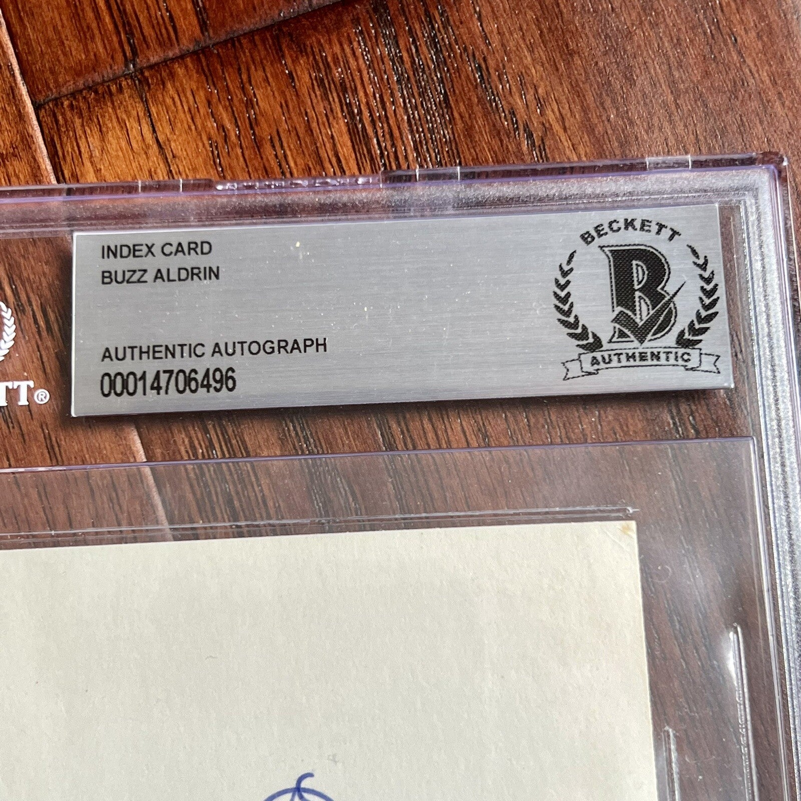 BUZZ ALDRIN * Beckett BAS * Full Signature Autograph Index card Signed Apollo 11
