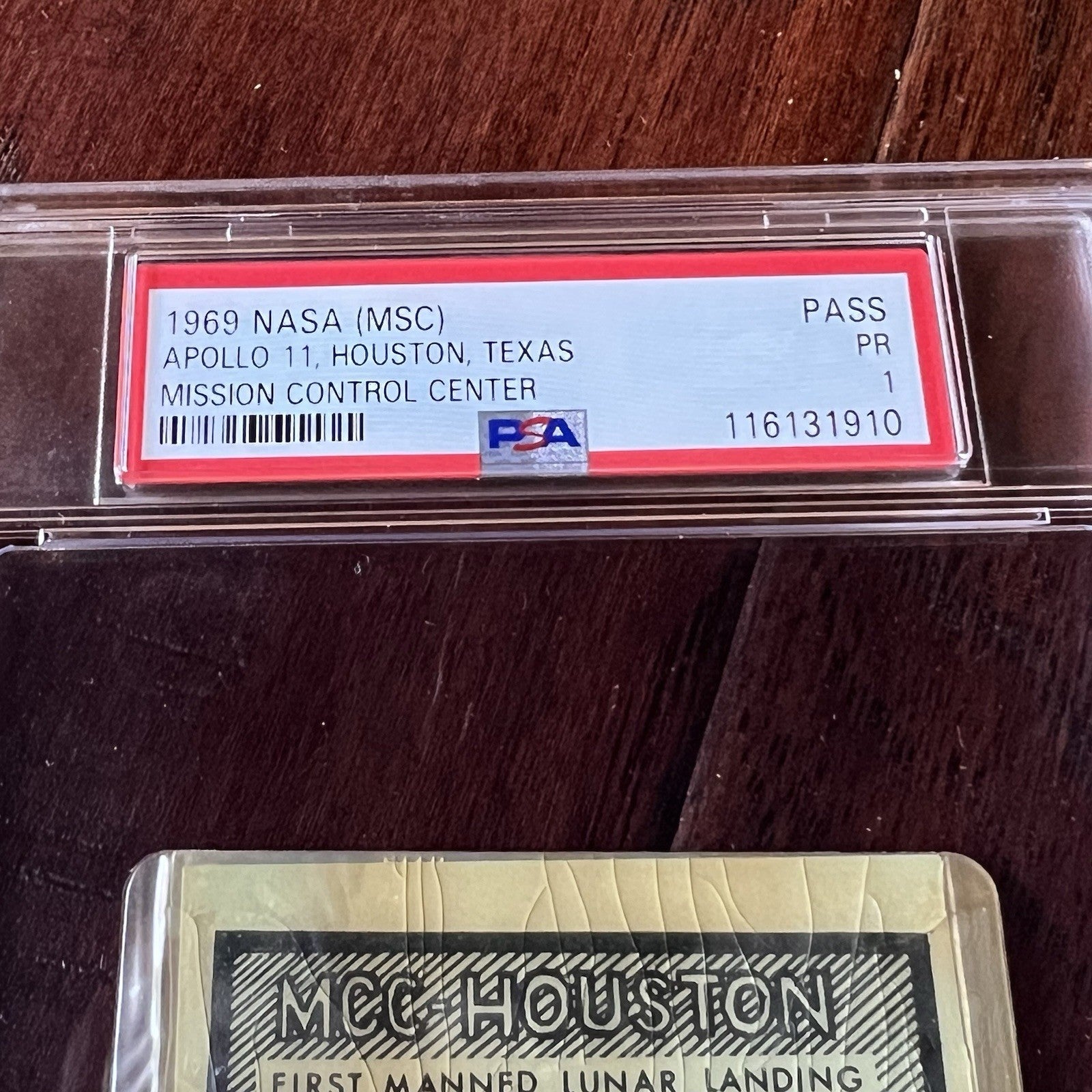 APOLLO 11 * PSA * NASA Mission Control Badge 1969 Moon Landing Dated Ticket