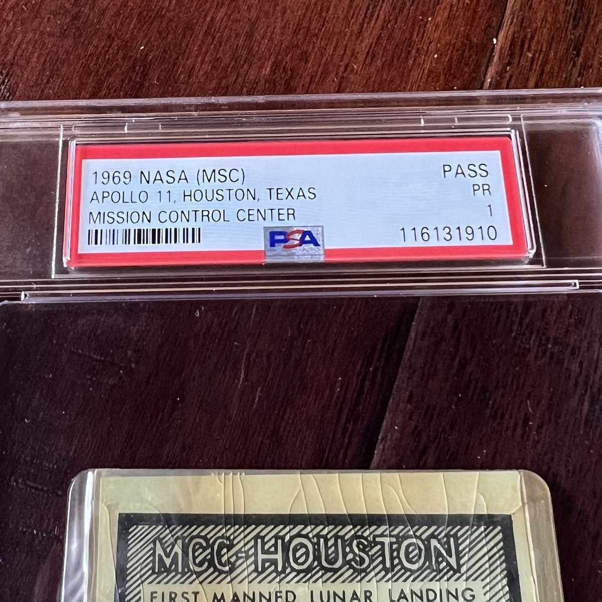 APOLLO 11 * PSA * NASA Mission Control Badge 1969 Moon Landing Dated Ticket
