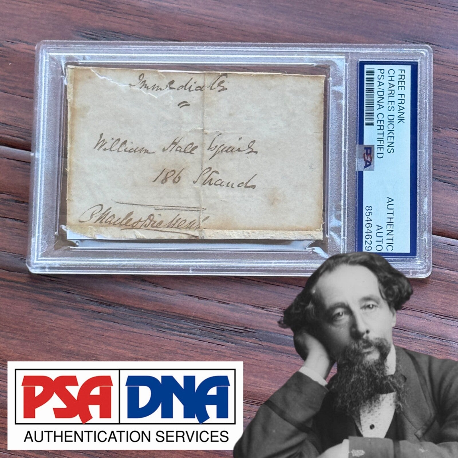 CHARLES DICKENS * PSA/DNA * Autograph FREE FRANK Signed * CHRISTMAS CAROL