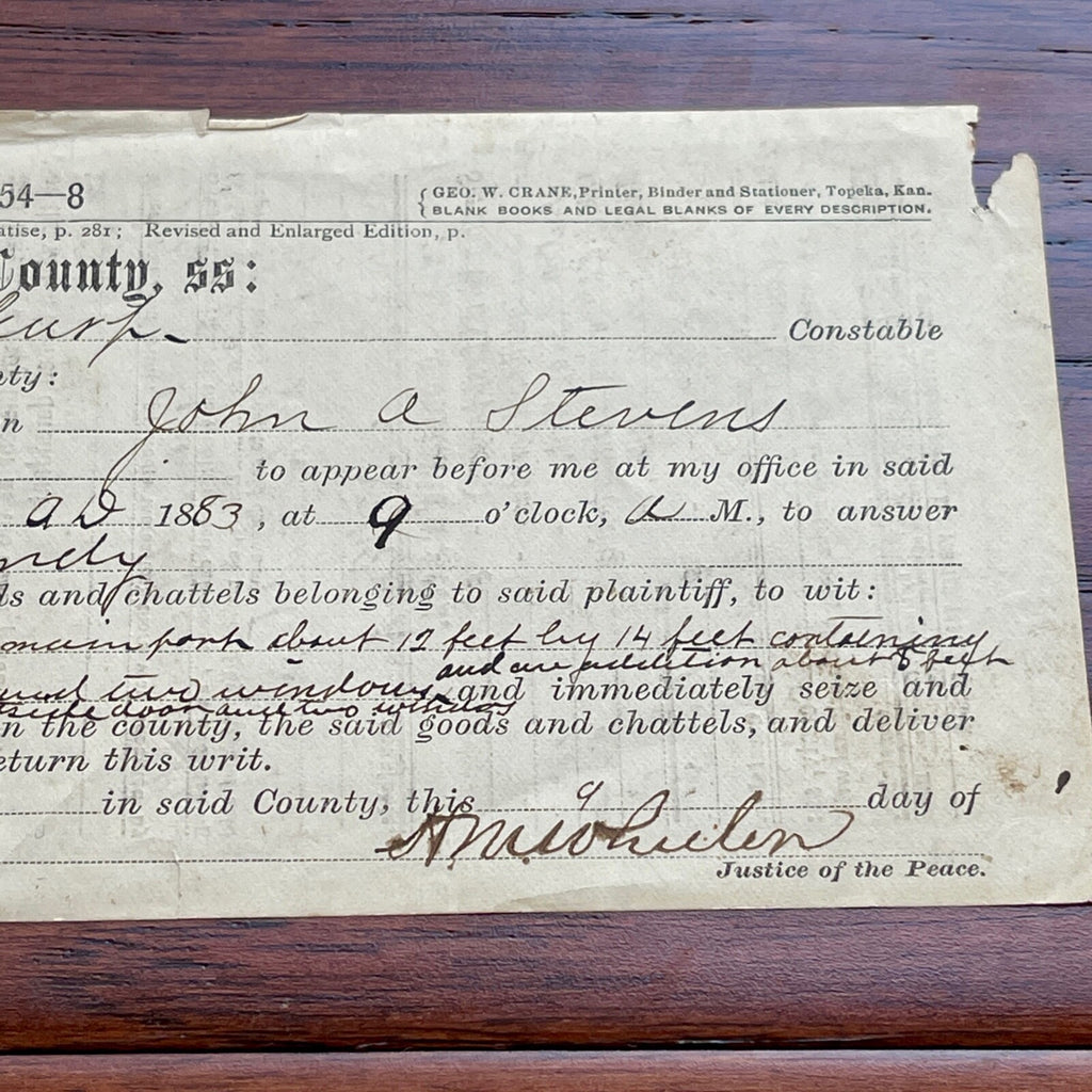 NEWTON EARP * PSA * Western Lawman AUTOGRAPH Sheriff's Writ SIGNED * WYATT EARP
