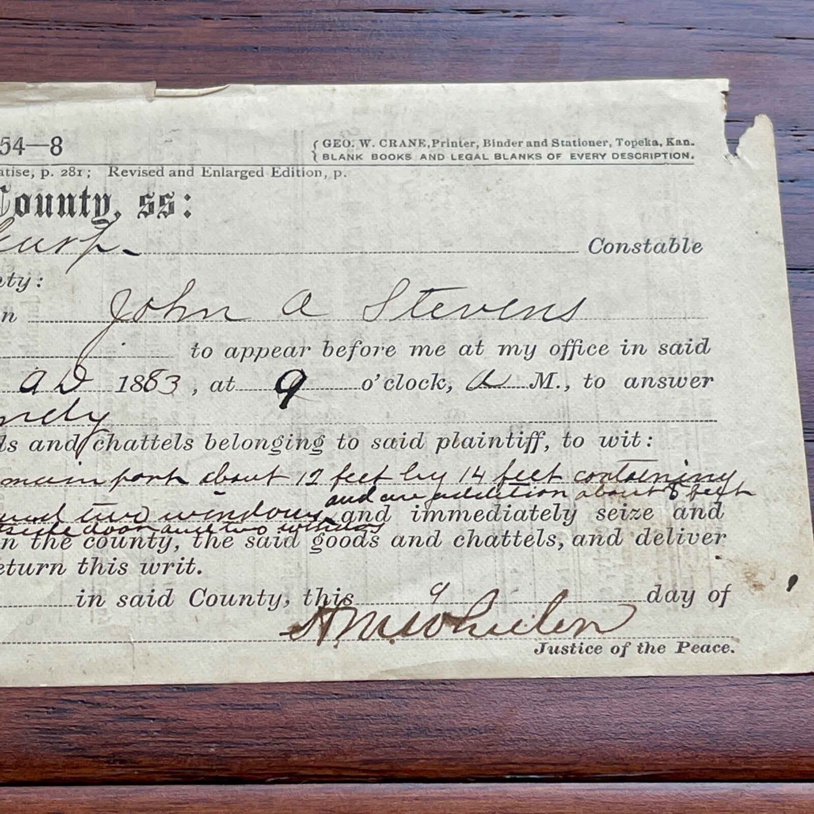 NEWTON EARP * PSA * Western Lawman AUTOGRAPH Sheriff's Writ SIGNED * WYATT EARP