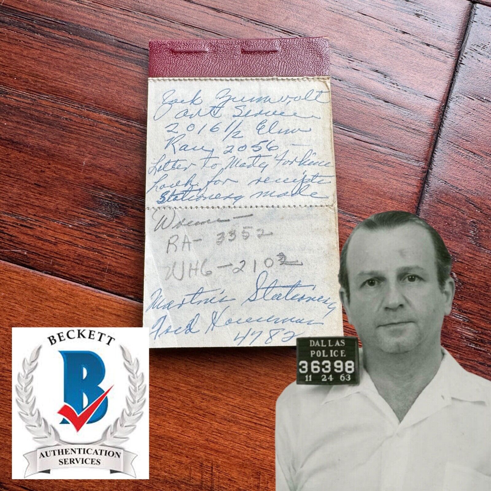 JACK RUBY * BAS * Oswald Shooter Mini HANDWRITTEN NOTEPAD * not Autograph Signed