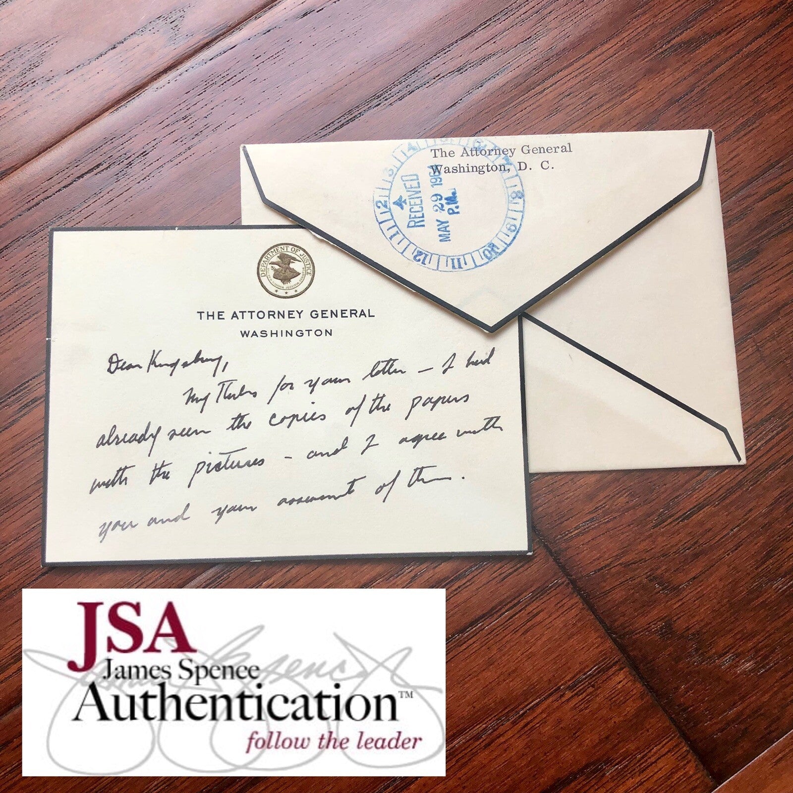 ROBERT F. KENNEDY * JSA * Handwritten Letter Signed As Attorney General Re: JFK