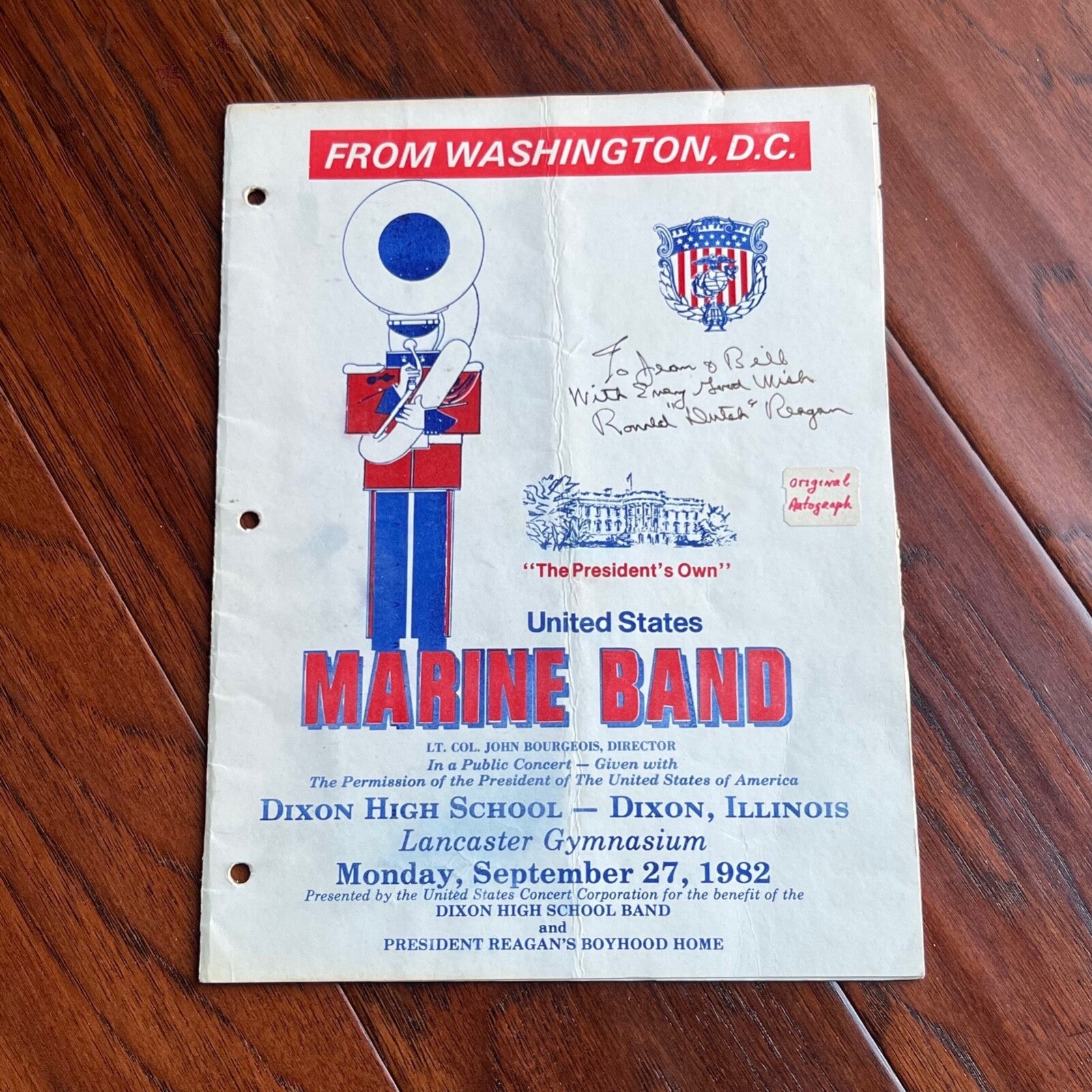 RONALD REAGAN * PSA * Autograph PRESIDENT'S MARINE BAND Program Signed