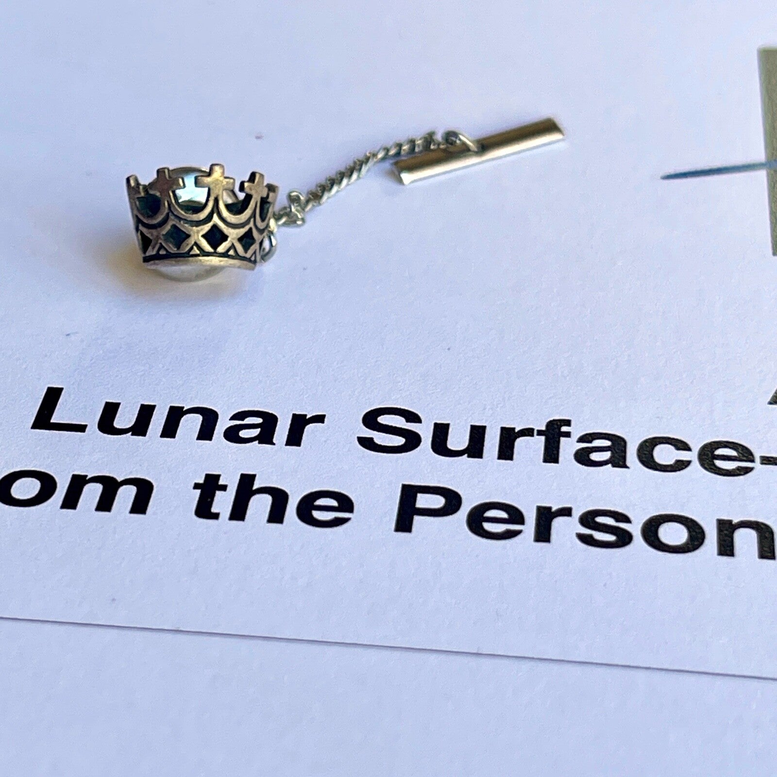 APOLLO 12 * LUNAR SURFACE-FLOWN Crown Tie Tack * ALAN BEAN * MOON
