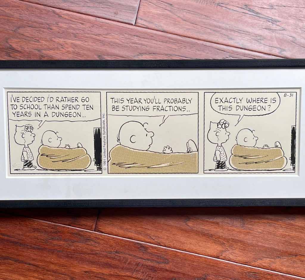 CHARLES SCHULZ * Original Drawn CHARLIE BROWN Artwork Comic Strip * Un Signed