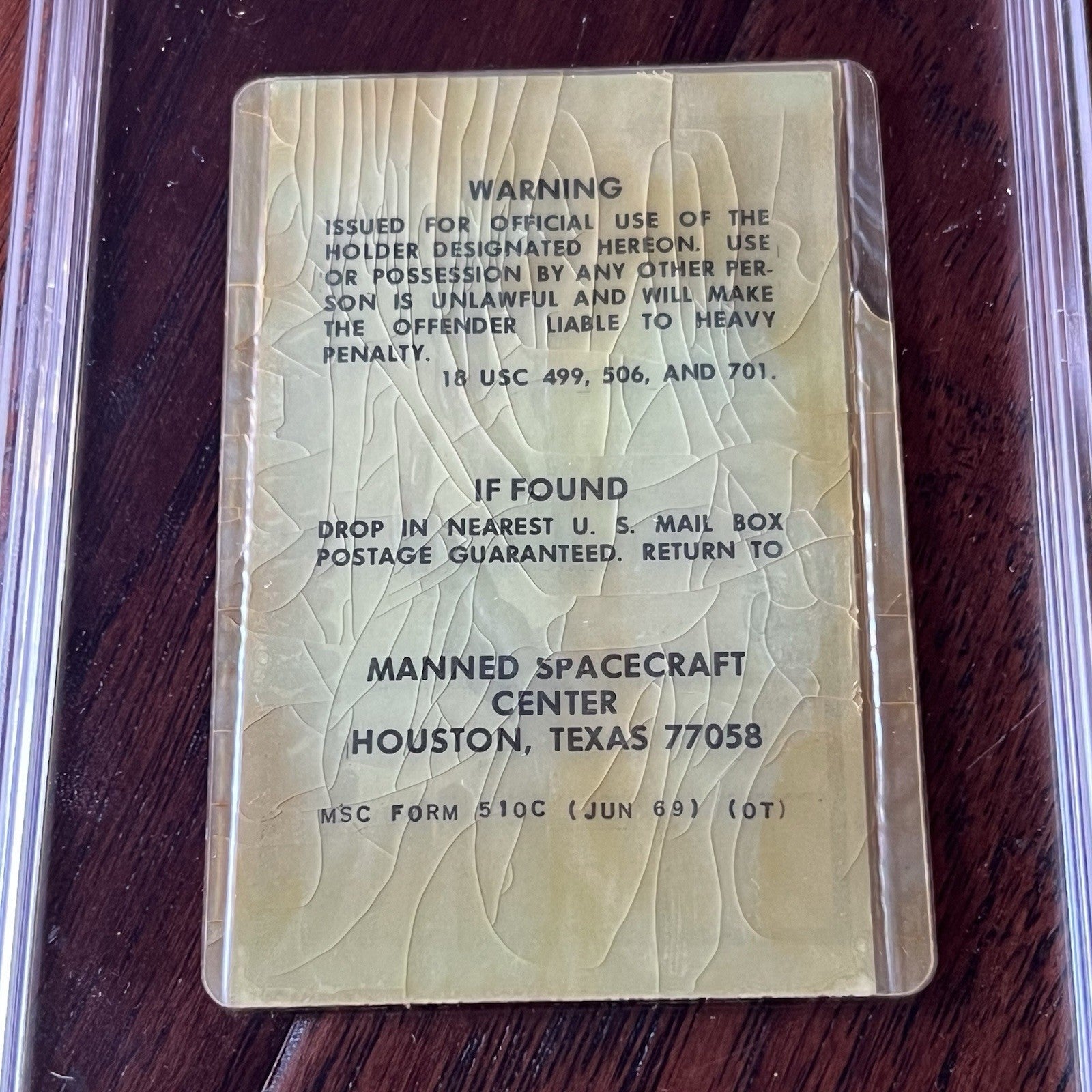 APOLLO 11 * PSA * NASA Mission Control Badge 1969 Moon Landing Dated Ticket