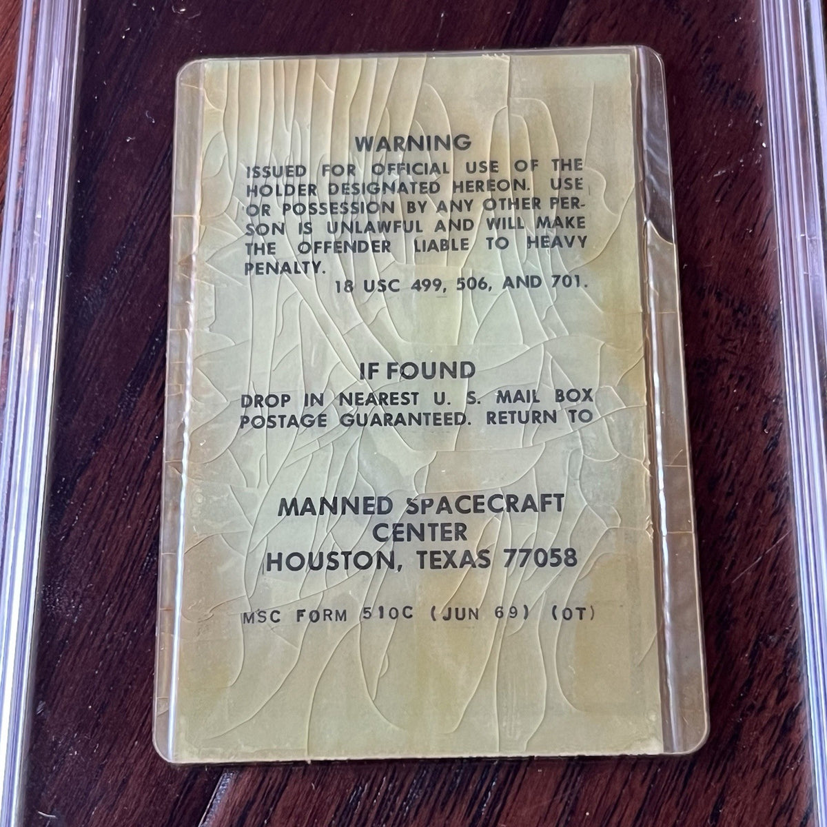 APOLLO 11 * PSA * NASA Mission Control Badge 1969 Moon Landing Dated Ticket