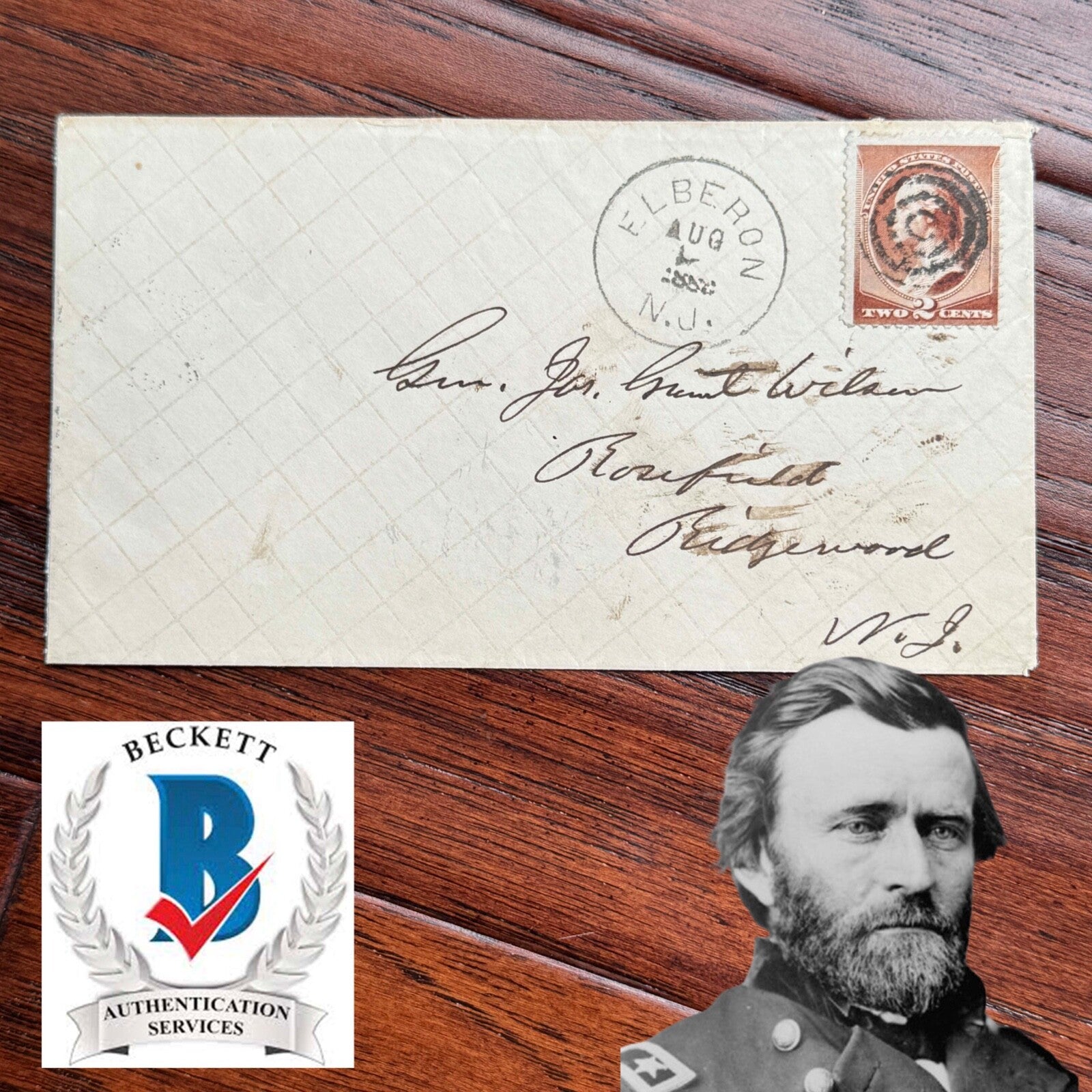 ULYSSES S. GRANT * BAS * Tragic 1884 AUTOGRAPH Envelope SIGNED * Elberon, NJ